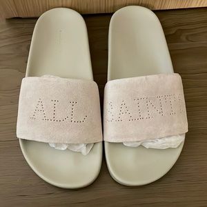 All Saints Karli Suede Slide White